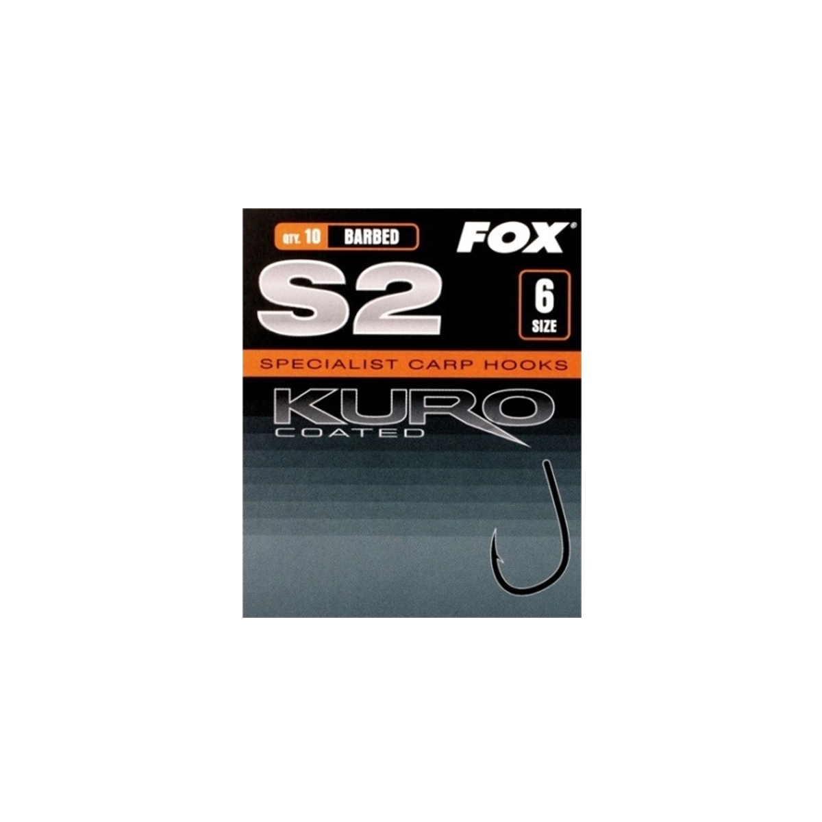 FOX S2 SPECIALIST CARP HOOK KURO COATED-25024 FOX S2 SPECIALIST CARP HOOK KURO COATED-25024