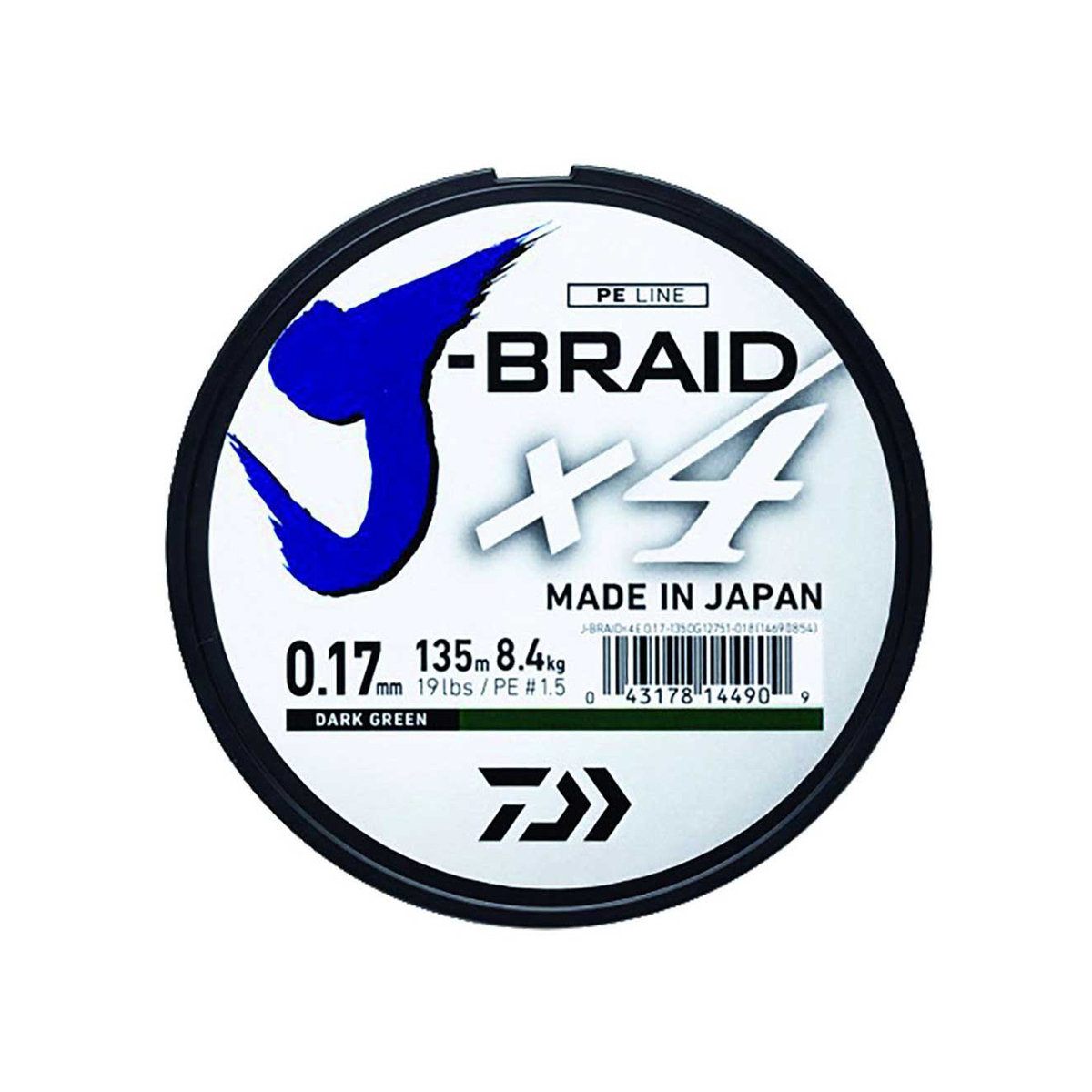 DAIWA J-BRAID X4 135M DARK GREEN-0 DAIWA J-BRAID X4 135M DARK GREEN-0