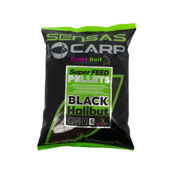 SENSAS CARP CRAZY BAIT SUPER FEED PELLET BLACK HALIBUT-0